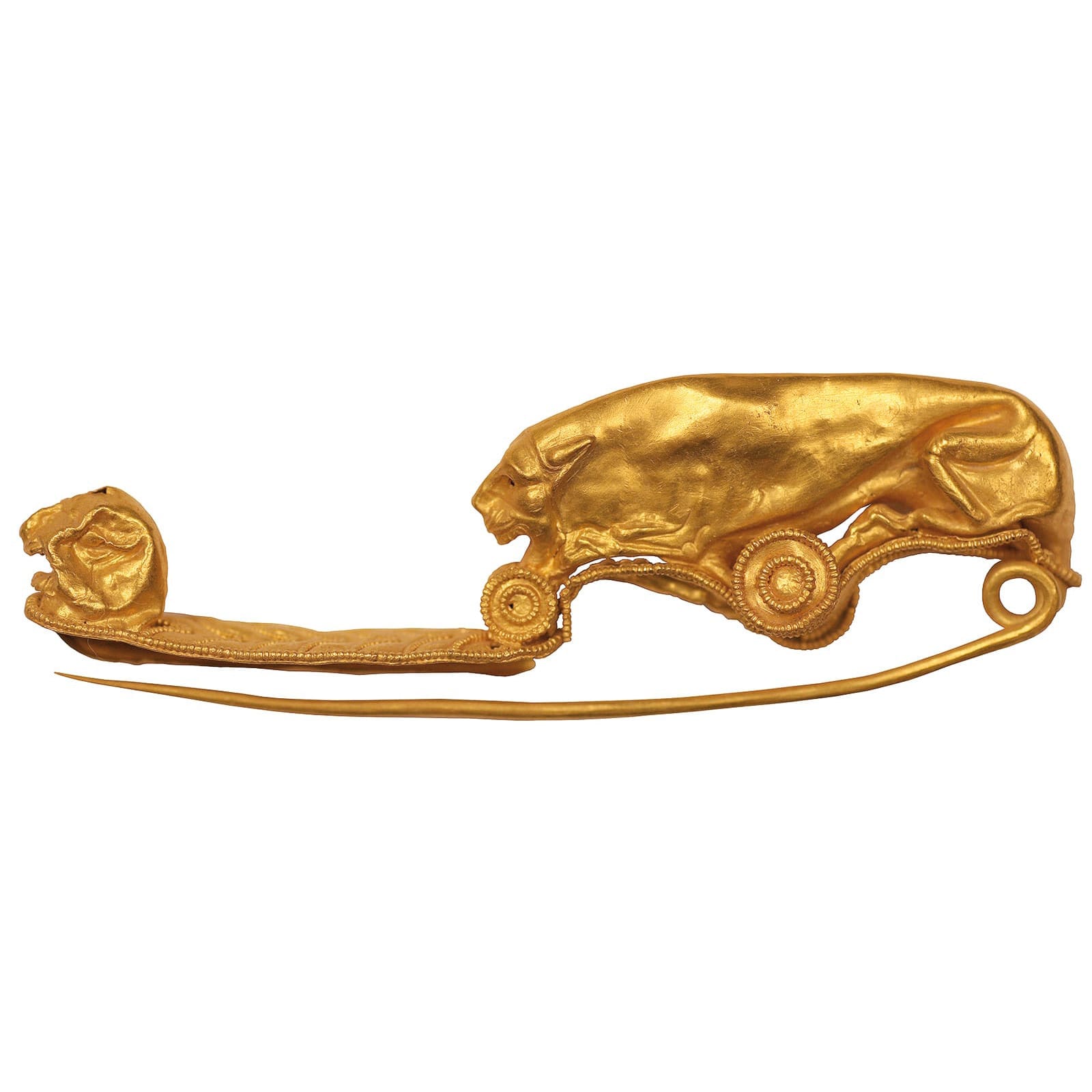 MAEC Cortona | Fibula ad arco conformata a pantera accovacciata in oro