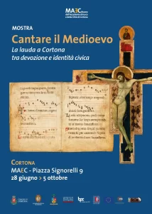 MAEC Cortona locandina della mostra Cantare il Medioevo 28 giugno 5 ottobre 2025 Cortona MAEC