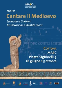 MAEC Cortona locandina della mostra Cantare il Medioevo 28 giugno 5 ottobre 2025 Cortona MAEC