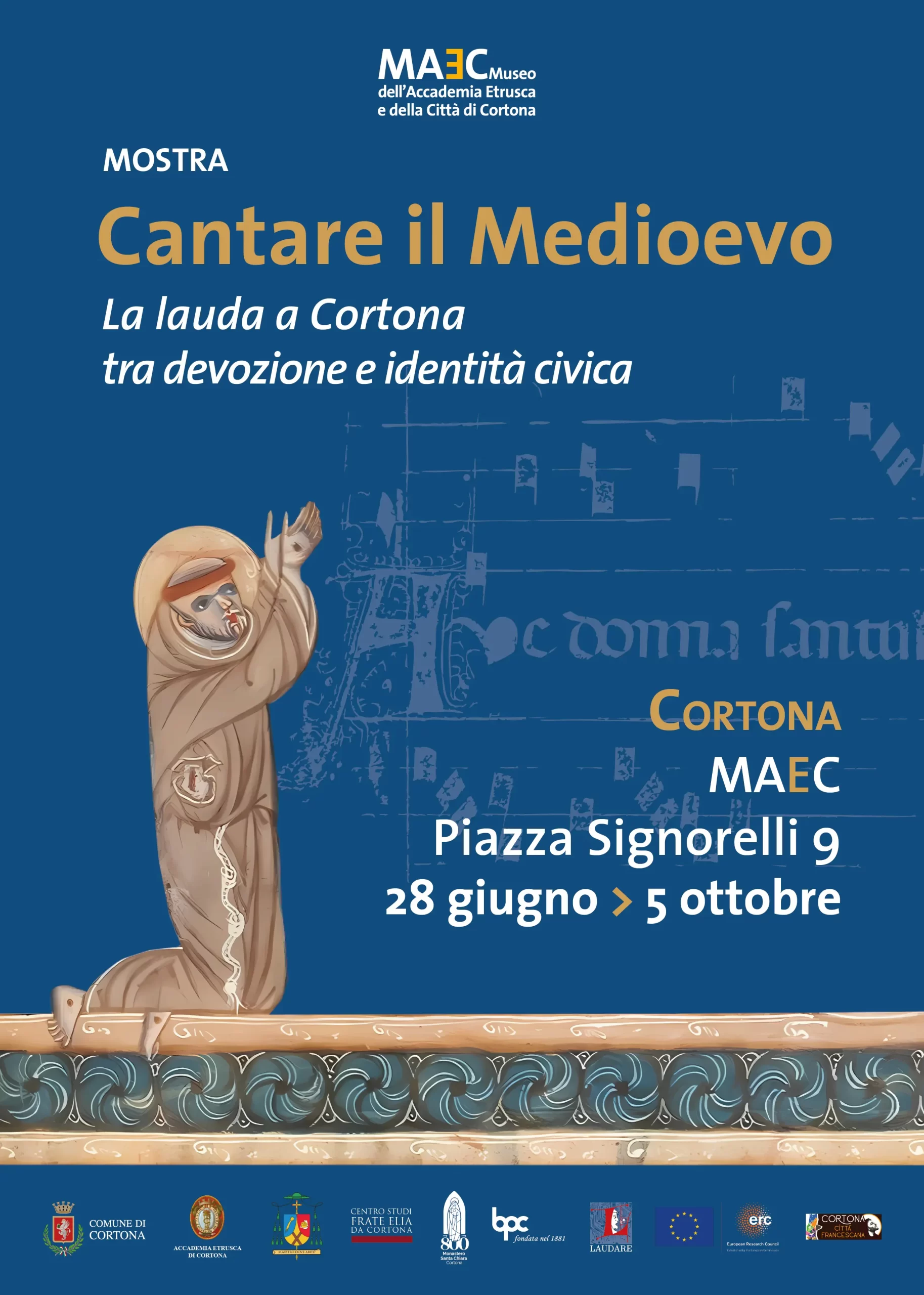 MAEC Cortona locandina della mostra Cantare il Medioevo 28 giugno 5 ottobre 2025 Cortona MAEC