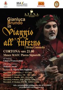 MAEC Cortona locandina evento Gianluca Brundo in Viaggio all'Inferno. Letture dei canti della Divina Commedia di Dante Alighieri
