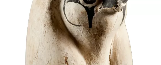 MAEC collezione egizia coperchio di vaso canopo raffigurante Qebehsenuef, il Figlio di Horus con testa di falco