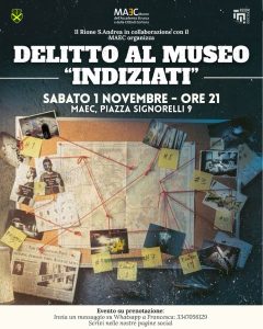 MAEC Cortona locandina evento 1 novembre delitto al Museo indiziati