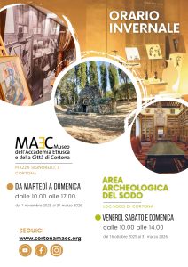 MAEC Cortona locandina con orario invernale MAEC e Area archeologica del Sodo
