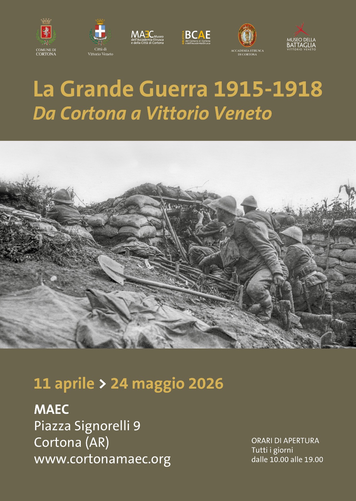 MAEC Cortona locandina della mostra sulla Grande Guerra (1914-1918) Da Cortona a Vittorio Veneto