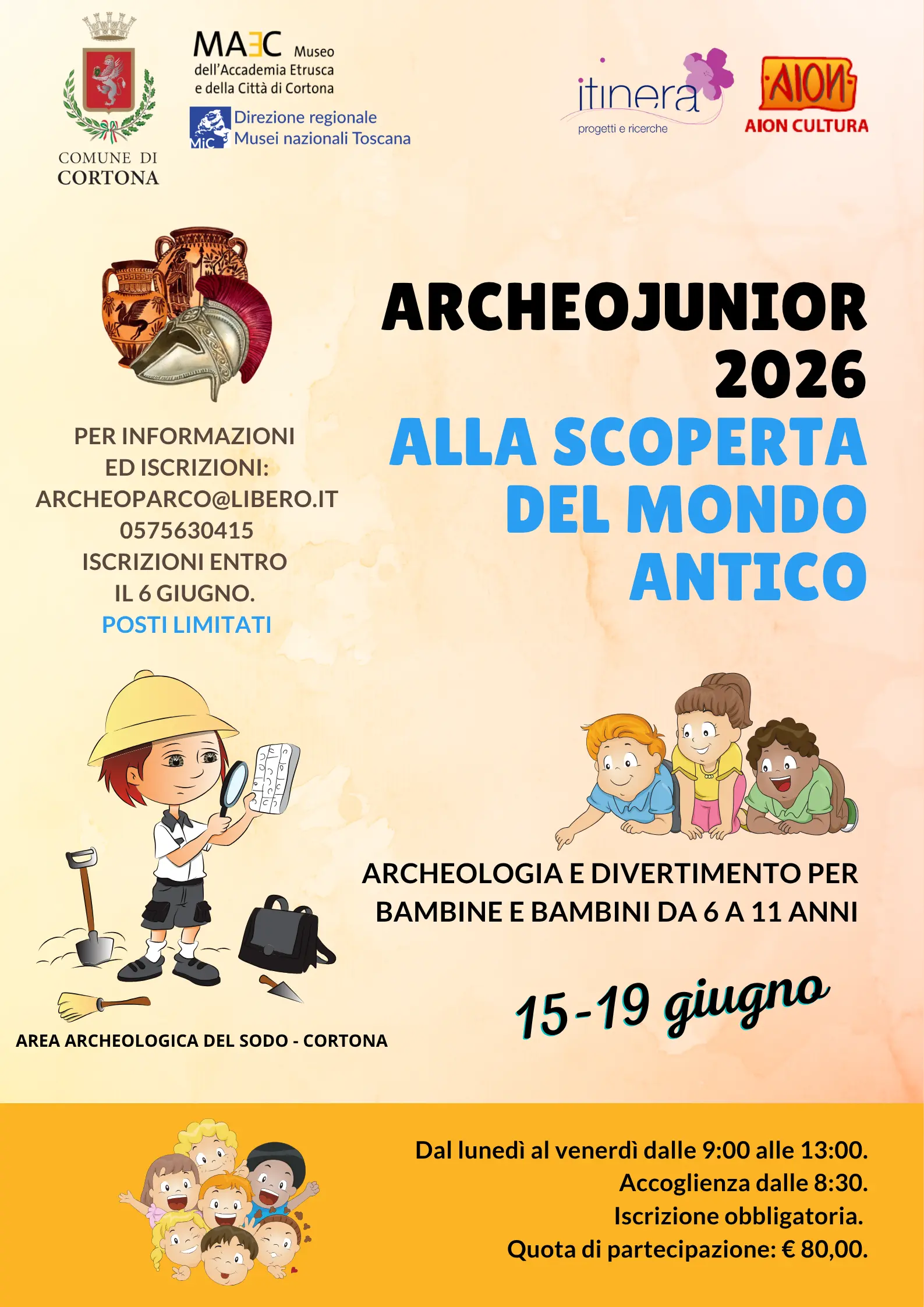 MAEC Cortona Archeojunior 2026 attività per bambini archeologia sperimentale